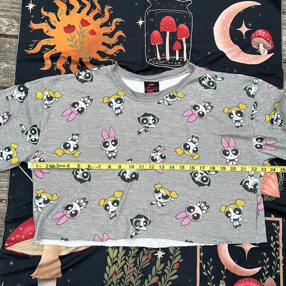 Power Puff Girls Cartoon Network Cropped Crewneck sweatshirt Grey Size L - Picture 4 of 5